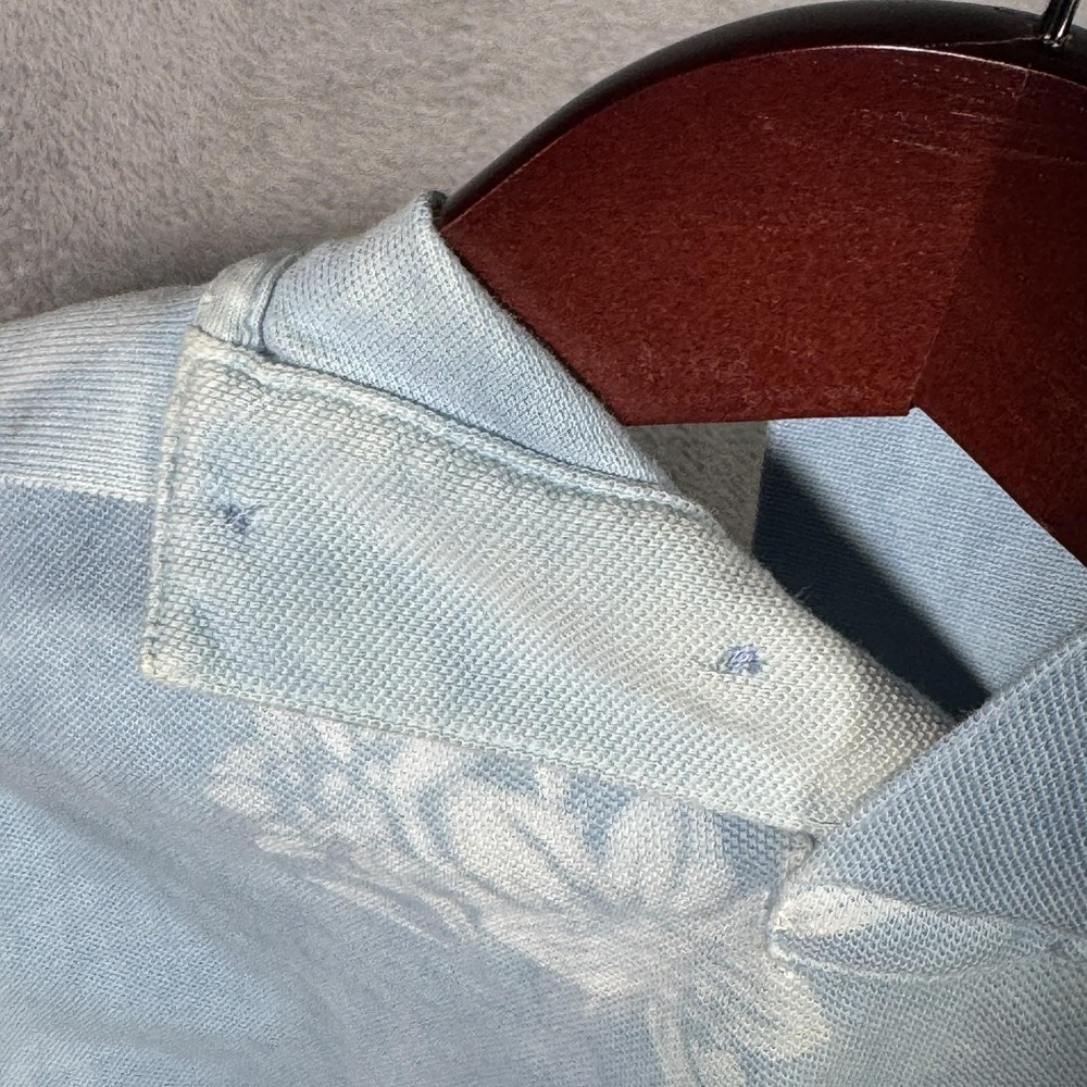 Polo Ralph Lauren Polo Shirt Mens M Blue Palm Tree Tie Dye Custom Slim‎ Hawaiian - Picture 10 of 11
